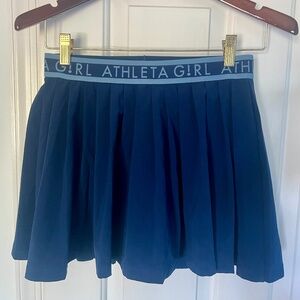 EUC Athleta Girl pleated tennis skort skirt navy blue  XL with two ball pockets